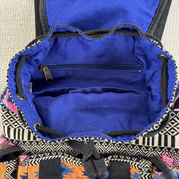 Colorful Southwestern Baja Backpack Beach Purse Hippie Boho Serape Medium Bag - Picture 5 of 9